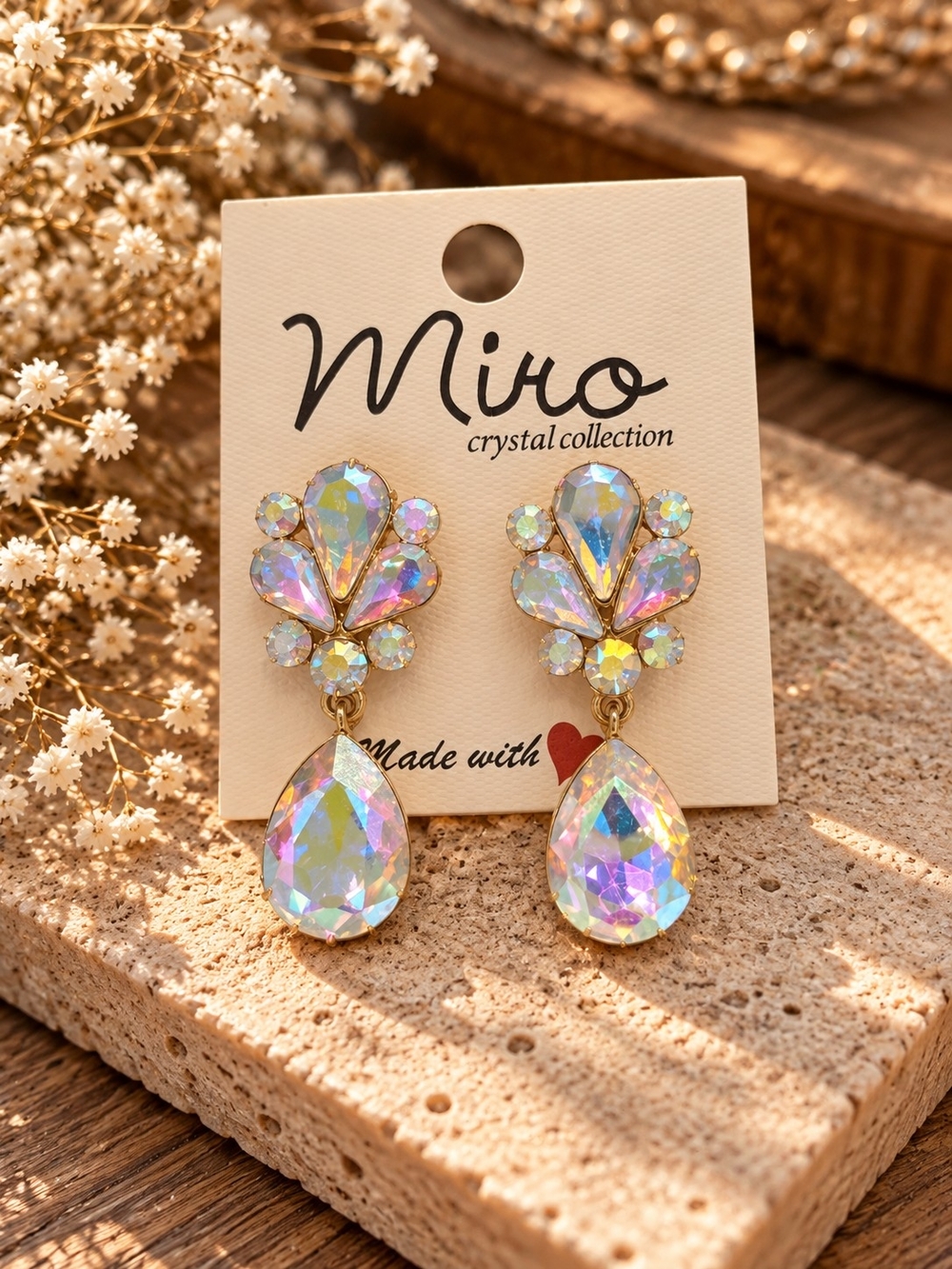 Iridescent Rhinestone Statement Earrings – Western Glam